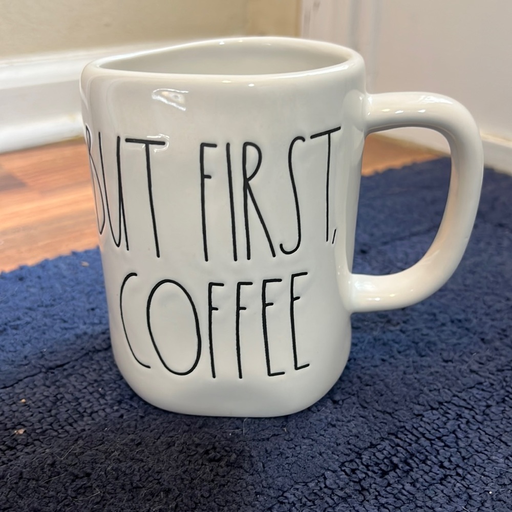 Rae Dunn BUT FIRST COFFEE Ceramic 16oz Mug White